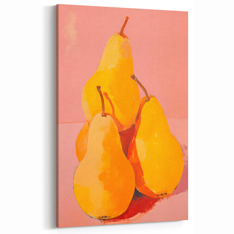 Maximalist Wall Art: Bold Pears Still Life in Yellow for Colorful Decor