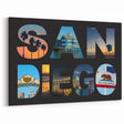 Iconic San Diego Collage – Landmark with Sunset Wall Art Decor