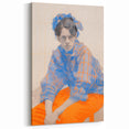 Maximalist Wall Art: Bold Blue and Orange Portrait for Eclectic Spaces