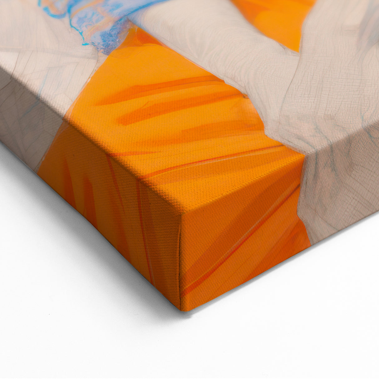 Maximalist Wall Art: Bold Blue and Orange Portrait for Eclectic Spaces