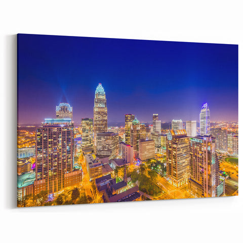 Charlotte Night Skyline – Vibrant Cityscape Photography Wall Art