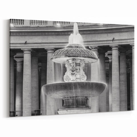 Vatican Wall Art – Majestic Fountain Vatican City Prints in Black & White