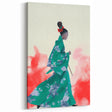 Maximalist Wall Art: Elegant Woman in Green Kimono for Bold Decor