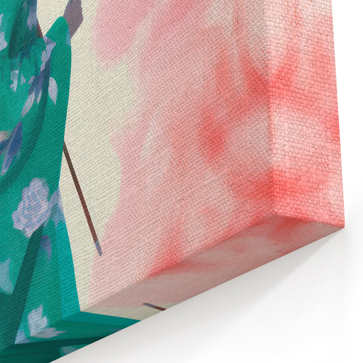 Maximalist Wall Art: Elegant Woman in Green Kimono for Bold Decor