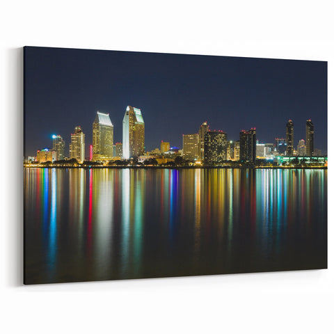 San Diego Skyline at Night – Reflections Cityscape Wall Art Décor