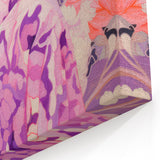 Maximalist Wall Art: Vibrant Floral Portrait of Woman in Purple for Decor