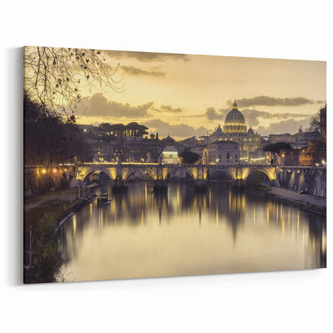 Vatican City Prints – Twilight Scenic View of St. Peter's Basilica
