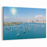 San Diego Harbor Wall Art – Sunlit Cityscape and Sailboats Decor