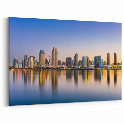 San Diego Skyline at Dusk – Reflective Cityscape Wall Art Decor