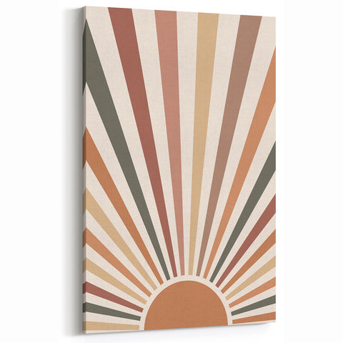 Boho Chic Wall Art - Sunburst Geometric Bohemian Canvas for Interiors