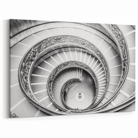Vatican City Prints – Spiral Staircase Architectural Art in Black & White