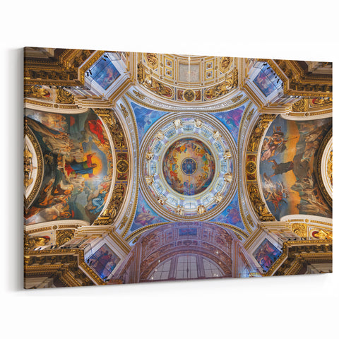 Vatican Scenery Art – Ornate Dome and Frescoes Vatican Wall Art