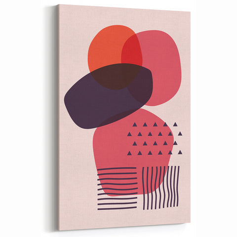 Boho Wall Art - Abstract Red and Pink Geometric Bohemian Canvas Print