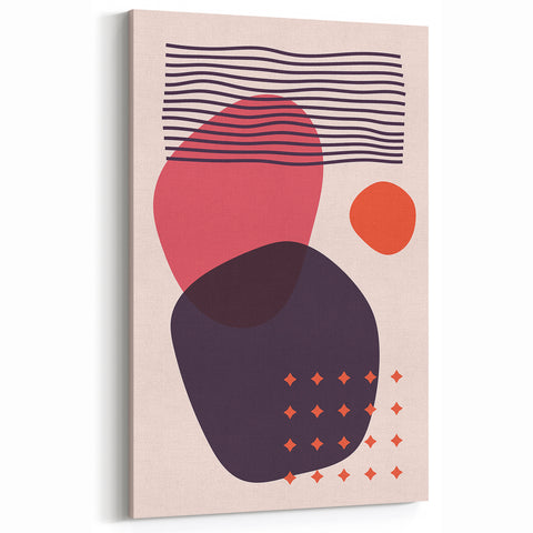 Boho Wall Art - Abstract Red and Pink Geometric Canvas Print for Interiors