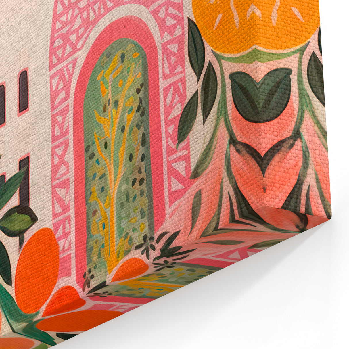 Maximalist Eclectic Wall Art with Vibrant Citrus and Bold Landscape Design