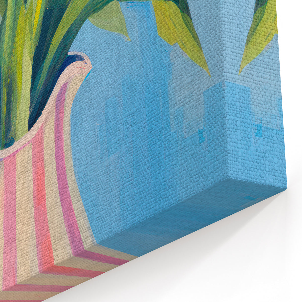 Maximalist Floral Wall Art with Bold Tulip Bouquet in Striped Vase Design