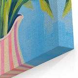 Maximalist Floral Wall Art with Bold Tulip Bouquet in Striped Vase Design