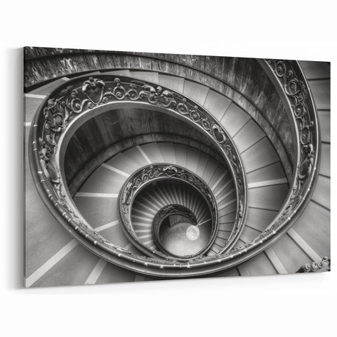 Vatican Framed Prints – Black and White Spiral Staircase Wall Art