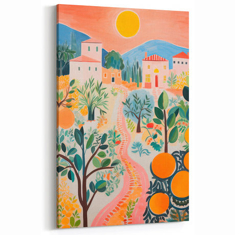 Maximalist Landscape Wall Art with Bold Citrus and Mediterranean Vibes