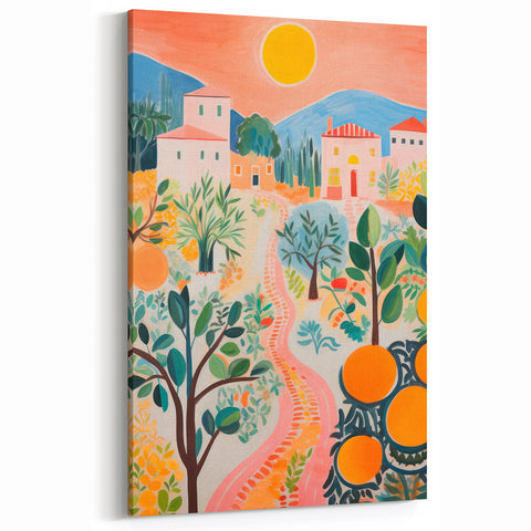Maximalist Landscape Wall Art with Bold Citrus and Mediterranean Vibes