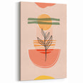 Abstract Boho Wall Art - Earthy Tones with Nature-Inspired Sun Design