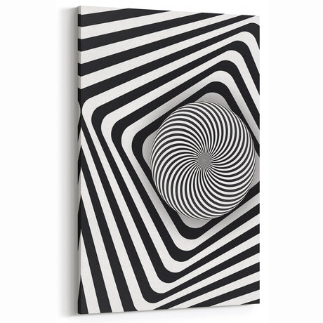 Hypnotic Spiral and Geometric Stripes - Optical Illusion Wall Art