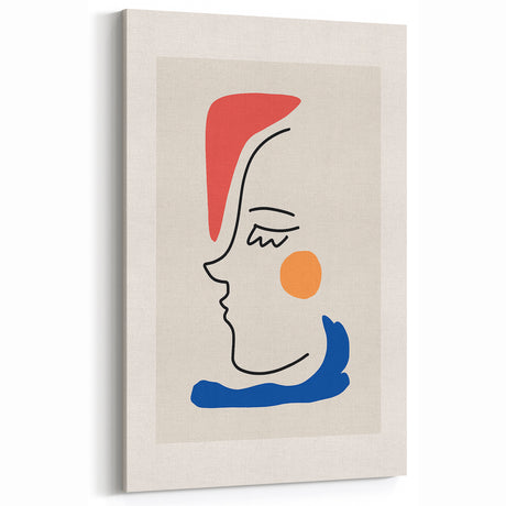 Bohemian Line Art - Modern Boho Decor Canvas with Abstract Face Illustration