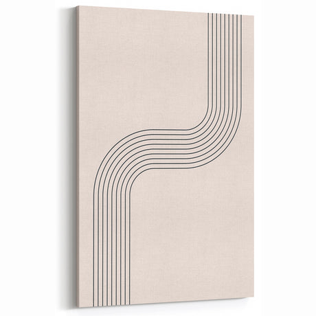 Minimalist Bohemian Wall Art - Geometric Boho Decor Canvas with Curved Lines