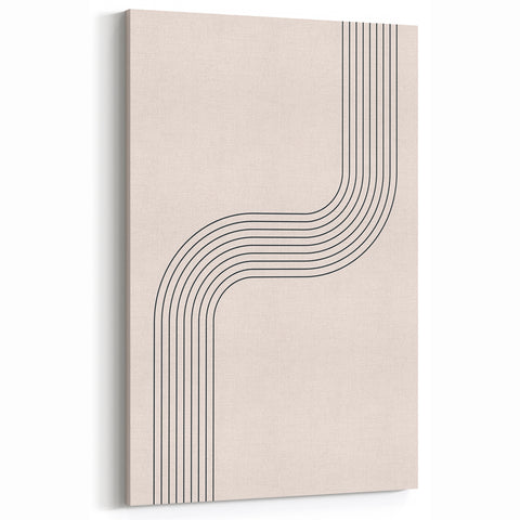 Minimalist Bohemian Wall Art - Geometric Boho Decor Canvas with Curved Lines