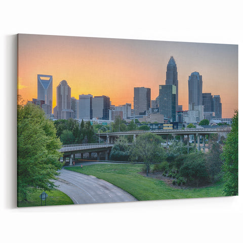 Charlotte Cityscape – Beautiful Charlotte NC Art with Sunset Glow