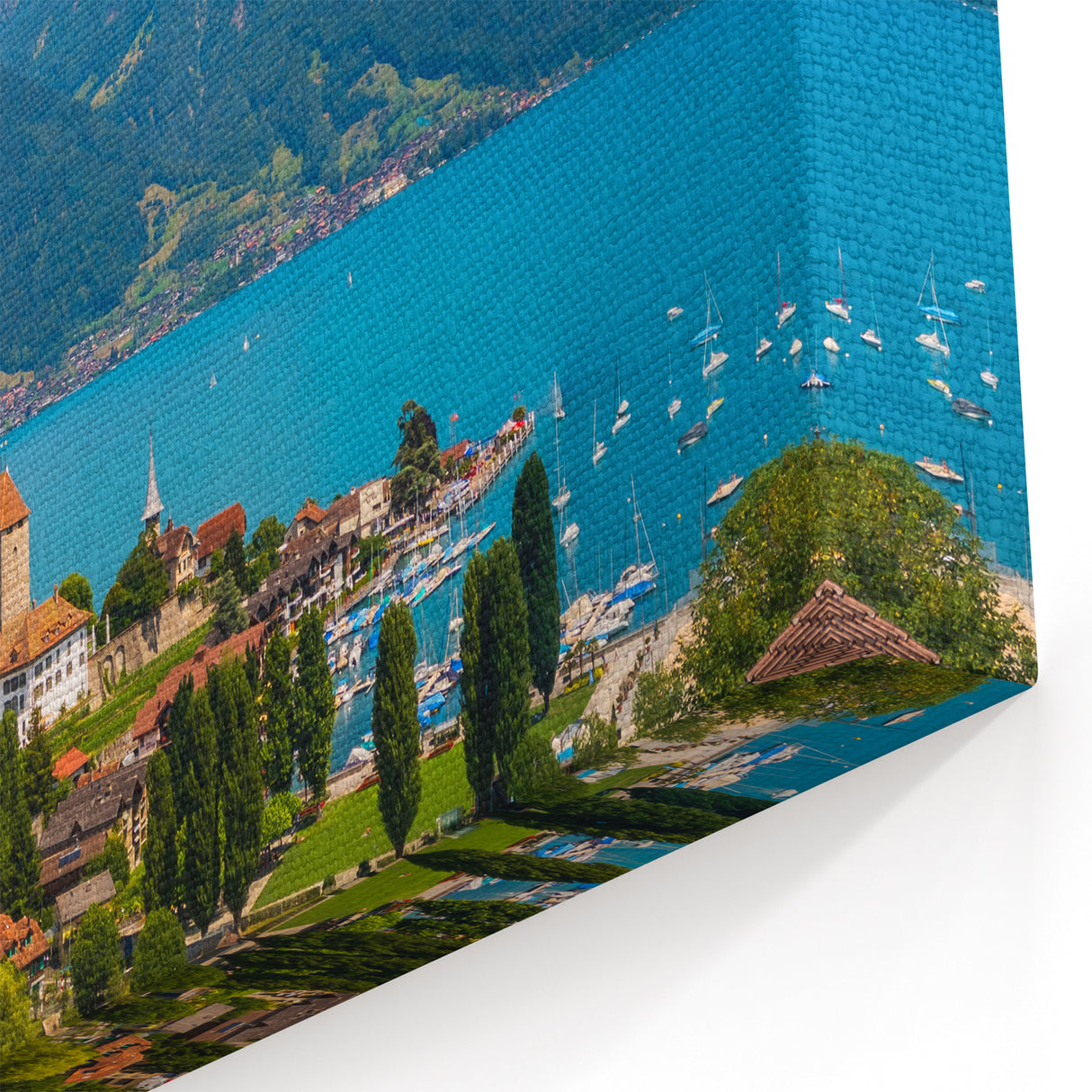 Geneva Landscape Art - Lakeside Town with Mountain View Photography Prints