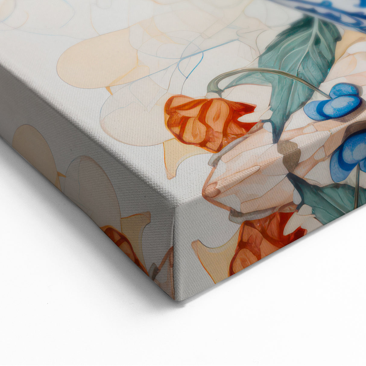 Maximalist Floral Wall Art with Bold Flowers in Intricate Blue Vase Design