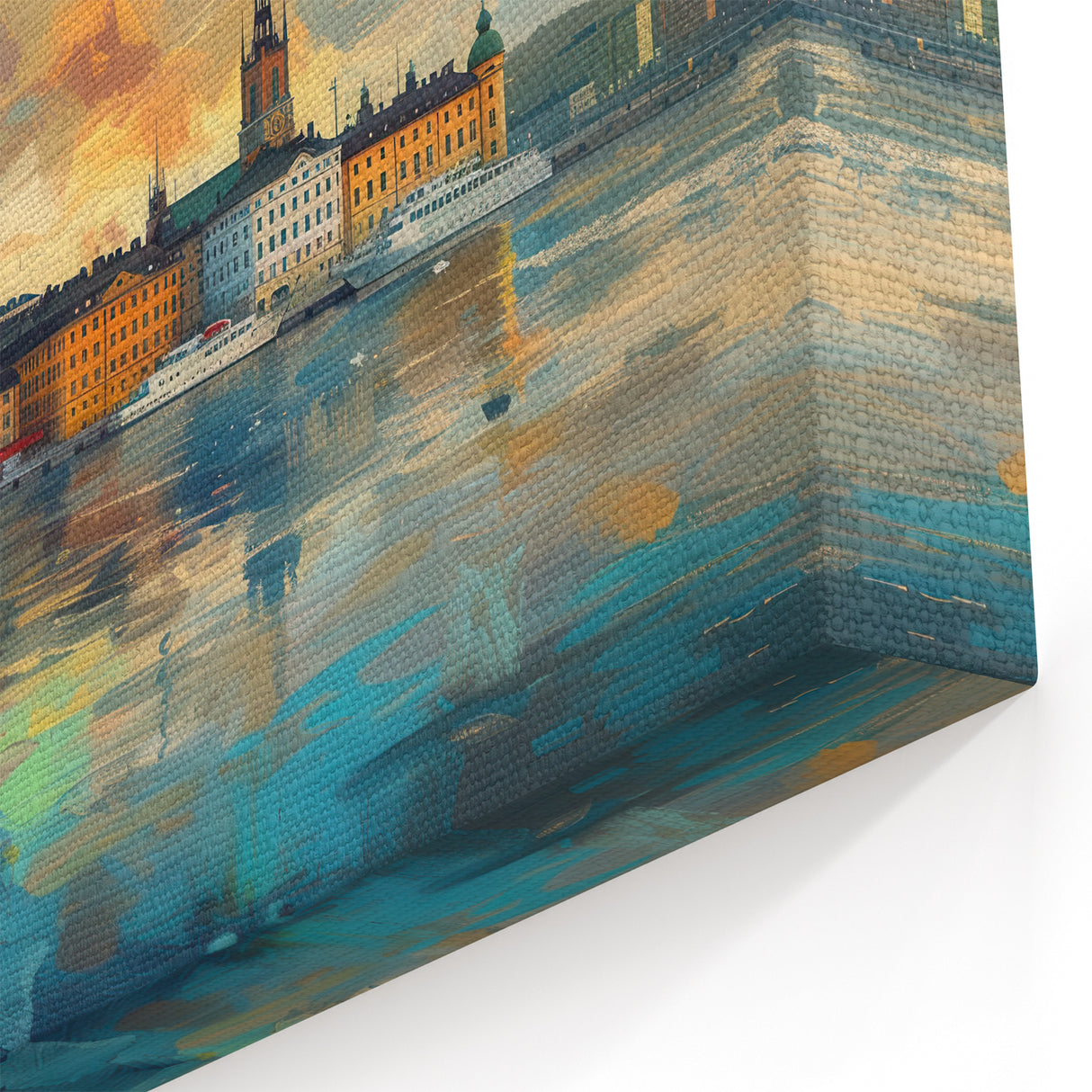 Abstract Stockholm Cityscape Art – Vibrant Skyline Canvas Print