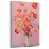 Maximalist Floral Wall Art with Bold Red and Yellow Flowers in Vase Design