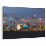 Charlotte NC Art - Majestic Nighttime Skyline with Moonlit Charlotte Decor