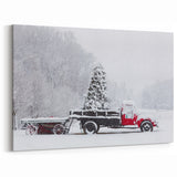 Charlotte Wall Art - Festive Snowy Landscape with Red Truck Charlotte Decor