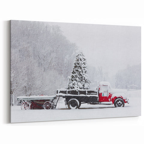 Charlotte Wall Art - Festive Snowy Landscape with Red Truck Charlotte Decor