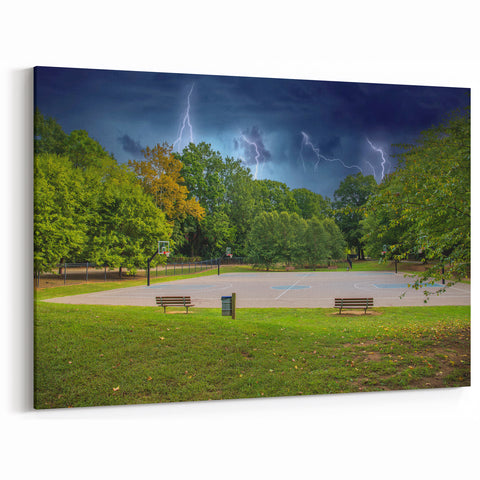 Charlotte Skyline Prints - Dramatic Outdoor Basketball Court North Carolina Art