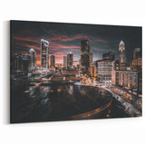 Charlotte Skyline Prints - Night Cityscape with Vibrant Sunset View
