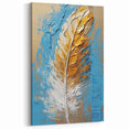 Elegant Blue and Gold Feather Art - Glam Wall Art for Luxury Interiors
