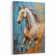 Dynamic Running Horse Glam Wall Art - Luxury Blue and Gold Decor