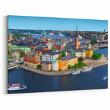 Sweden Framed Art - Stockholm Cityscape with Vibrant Waterfront