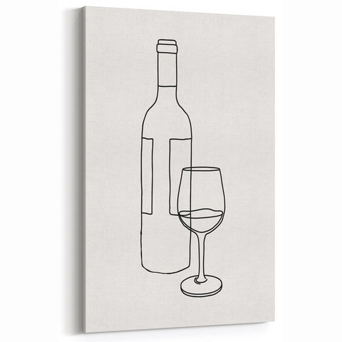 Bohemian Wall Art | Minimalist Wine Bottle Line Drawing | Modern Art Print