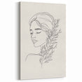 Bohemian Wall Art | Feminine Line Drawing with Botanical Elements | Modern Art