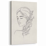 Bohemian Wall Art | Feminine Line Drawing with Botanical Elements | Modern Art