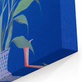 Maximalist Wall Art - Bold Floral Vase Decor with Blue and Red Accents