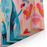 Maximalist Wall Art - Bold Dog Portrait with Floral Pink Background