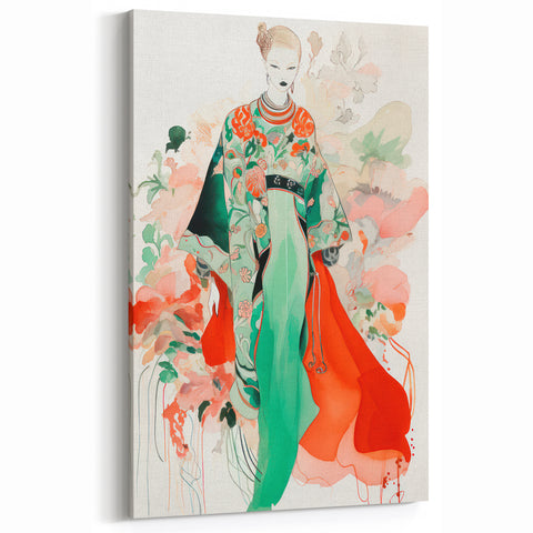 Maximalist Wall Art - Bold Fashion Illustration with Floral Accents