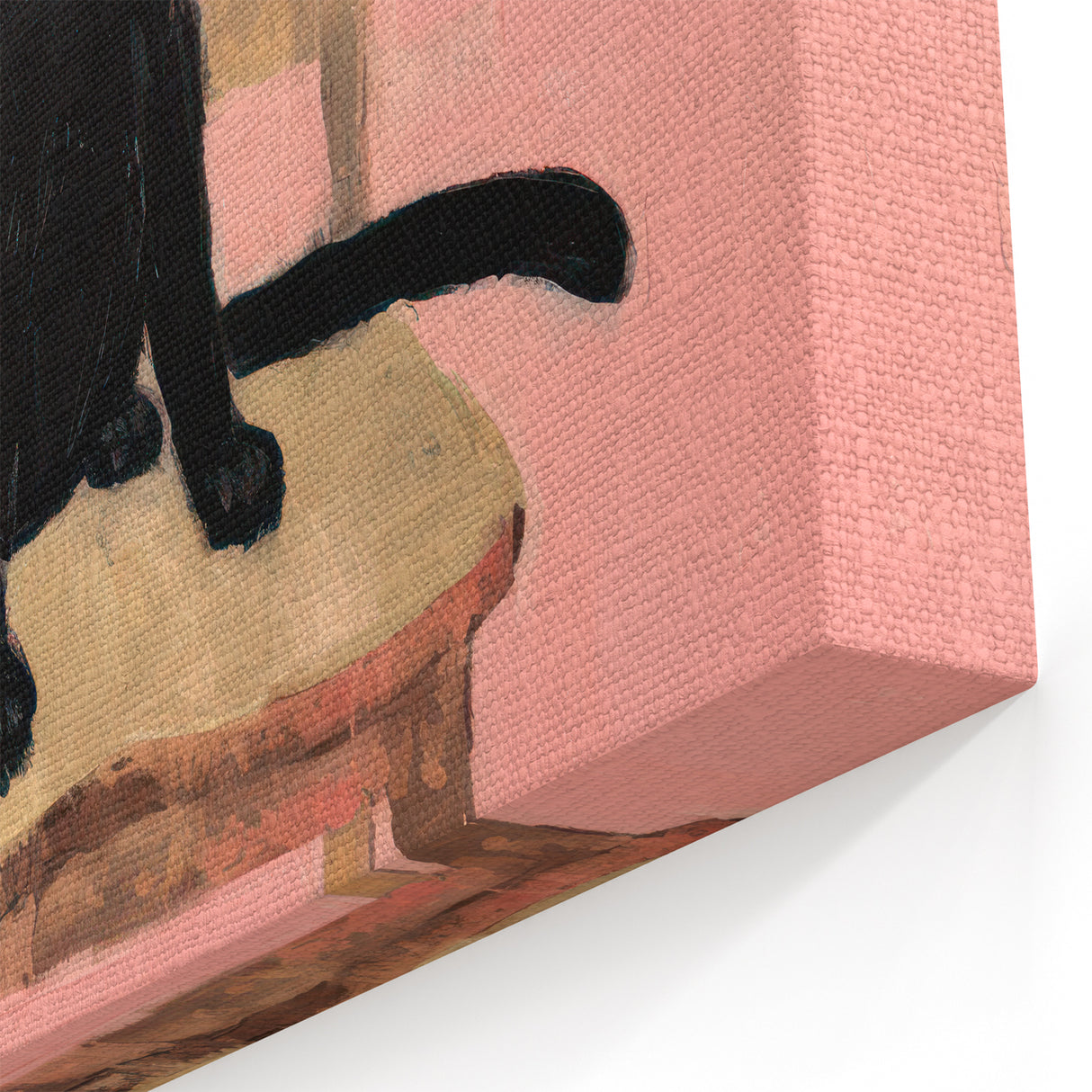 Maximalist Wall Art - Bold Black Cat on Chair with Pink Background