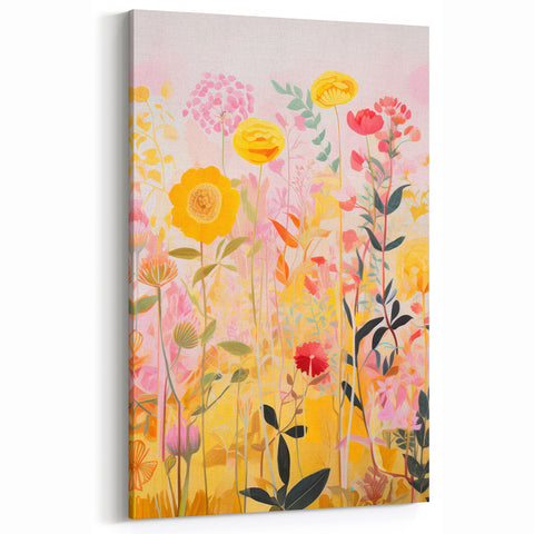 Maximalist Wall Art - Bold Floral Field with Vibrant Spring Colors